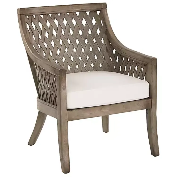 Accent Chairs-Kirklands Home Antique Preston Woven Accent Chair Gray