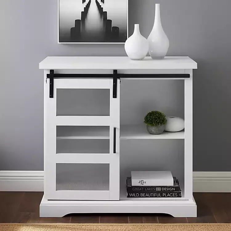 Accent & End Tables-Kirklands Home Oak Sliding Door Cabinet White
