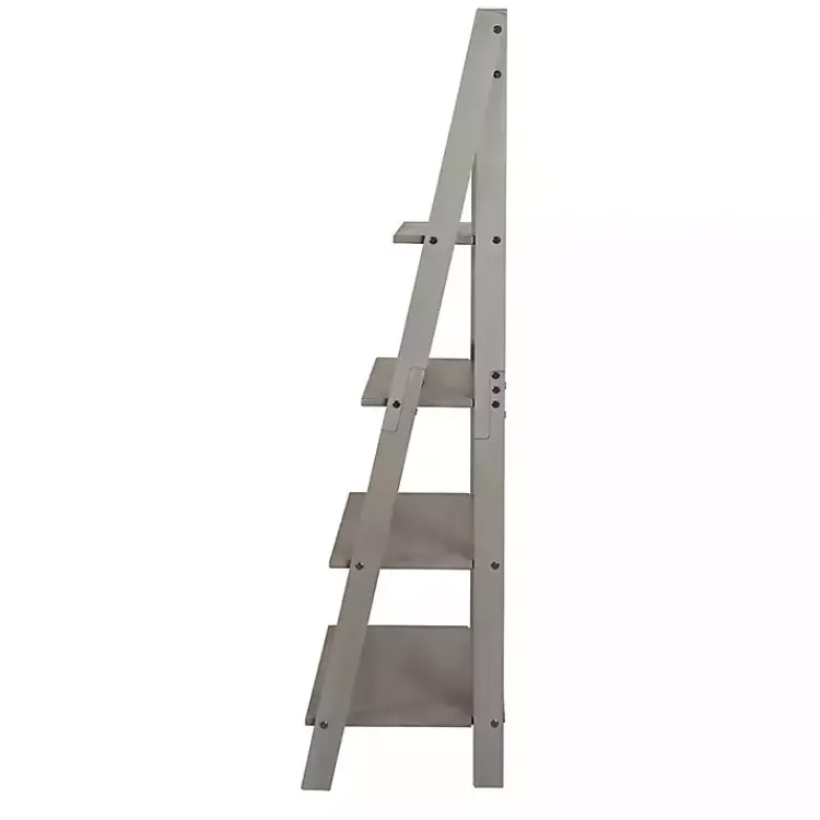 Bookshelves-Kirklands Home Gray Solid Wood Ladder Bookshelf