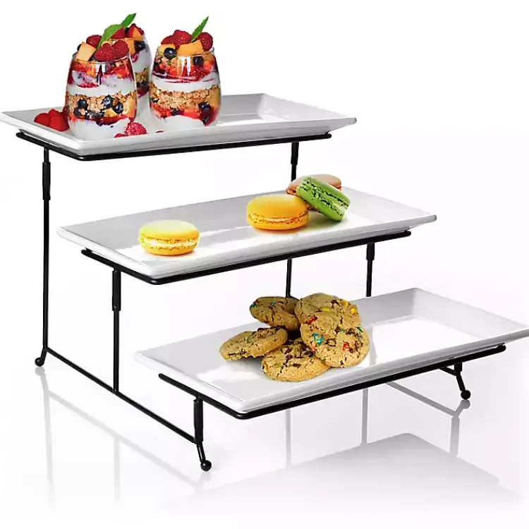 Serving & Entertaining-Kirklands Home 3-Tier Serving Plates White