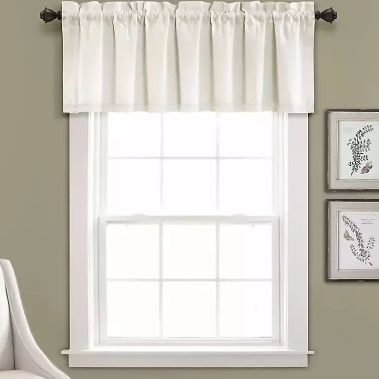 Curtains & Drapes-Kirklands Home Light Linen Lace Curtain Valance Ivory
