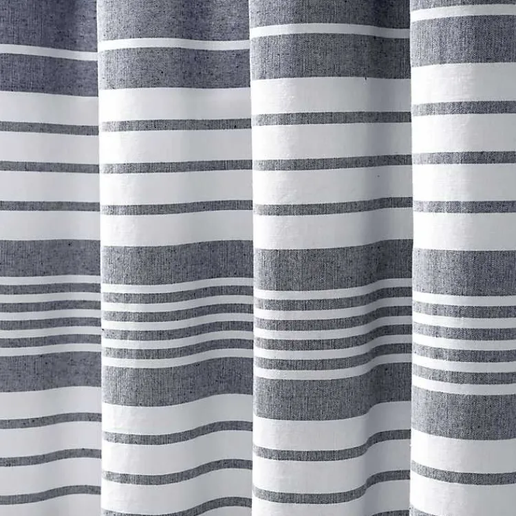 Curtains & Drapes-Kirklands Home Navy Nantucket Fringe Curtain Panel Set, 84 in.