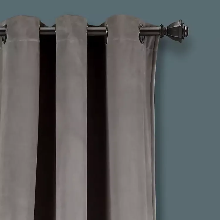 Curtains & Drapes-Kirklands Home Dark Prima Velvet Curtain Panel Set, 108 in. Gray