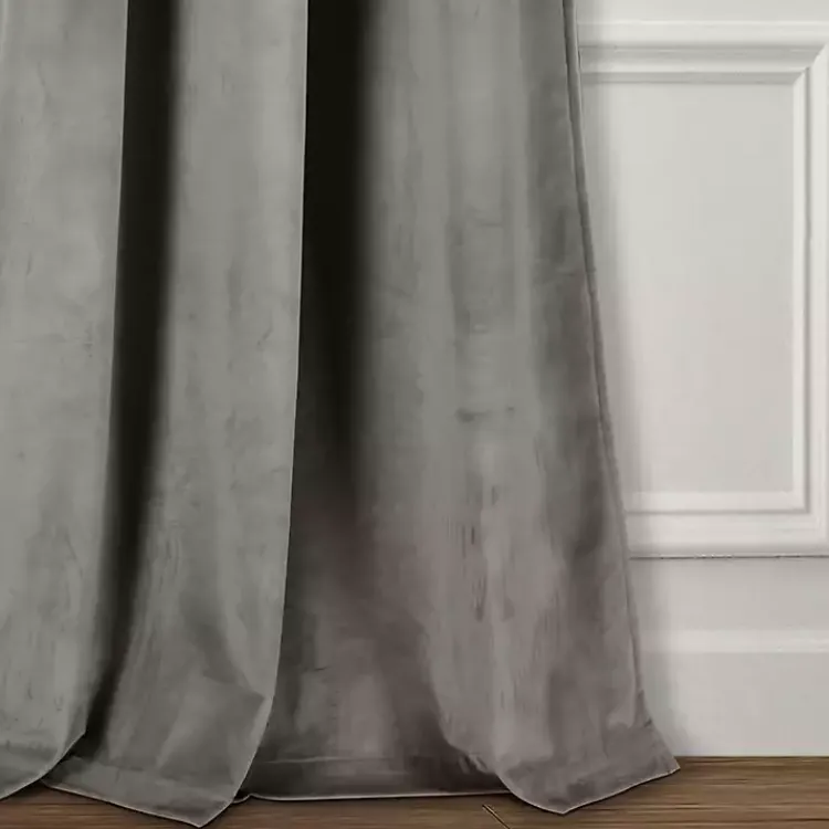 Curtains & Drapes-Kirklands Home Dark Prima Velvet Curtain Panel Set, 108 in. Gray