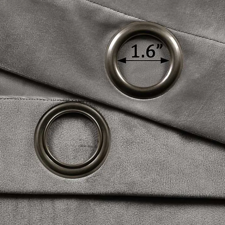 Curtains & Drapes-Kirklands Home Dark Prima Velvet Curtain Panel Set, 108 in. Gray