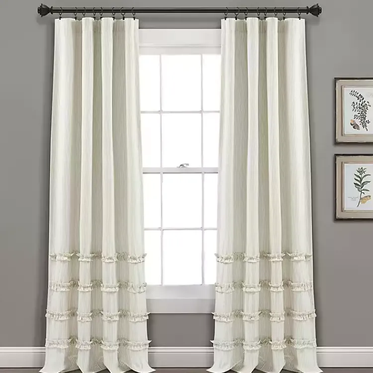 Curtains & Drapes-Kirklands Home Neutral Vintage Stripe Curtain Panel Set, 84 in.