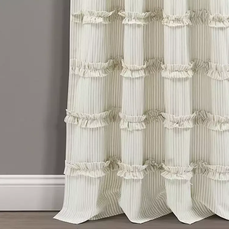 Curtains & Drapes-Kirklands Home Neutral Vintage Stripe Curtain Panel Set, 84 in.