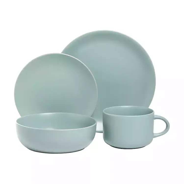 Dinnerware-Kirklands Home Matte Mineral Kera 16-pc. Dinnerware Set Blue