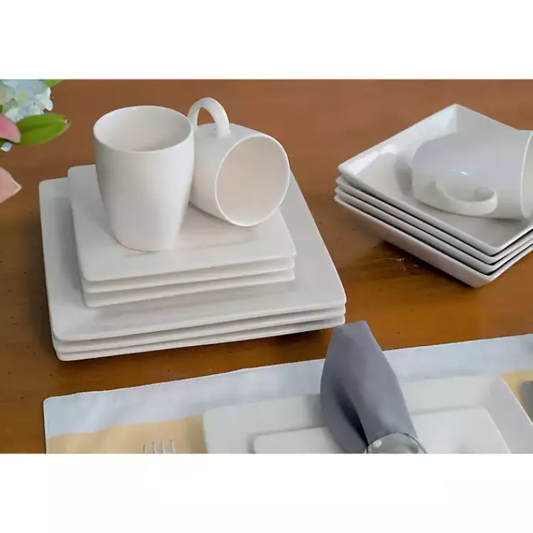 Dinnerware-Kirklands Home Nordic Square 16-pc. Dinnerware Set White