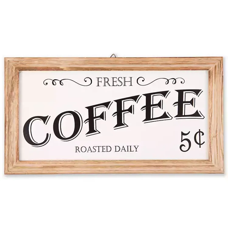 Wall Quotes & Signs-Kirklands Home Wood and Metal Coffee Framed Plaque White