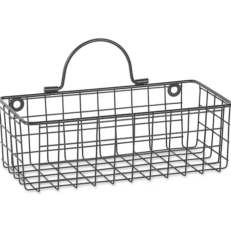 Shelves-Kirklands Home Gray Wire Wall Baskets, Set of 2