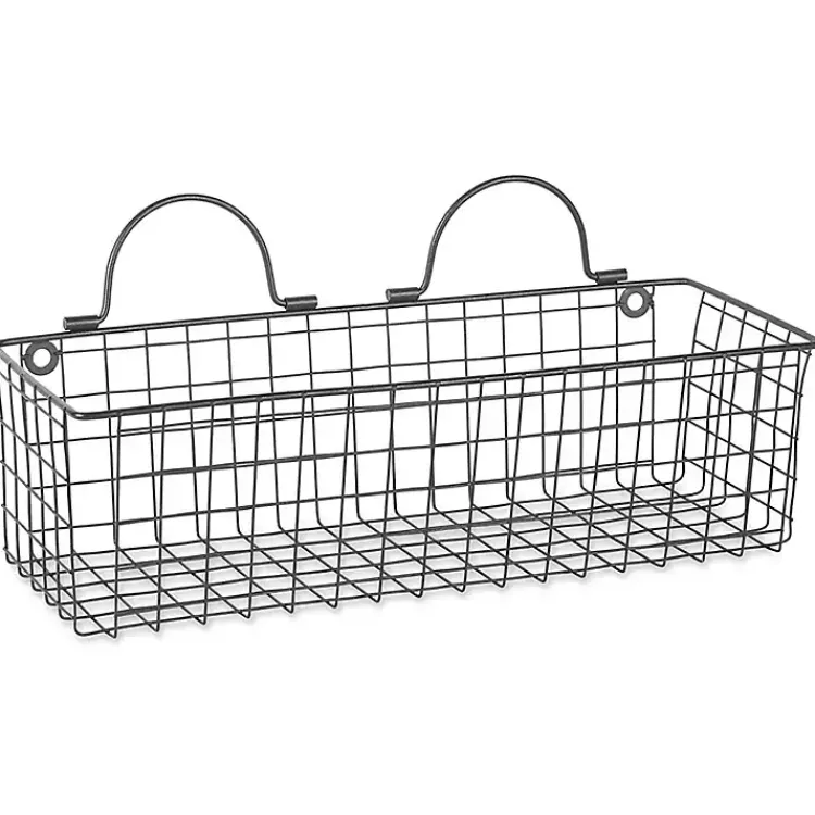 Shelves-Kirklands Home Gray Wire Wall Baskets, Set of 2