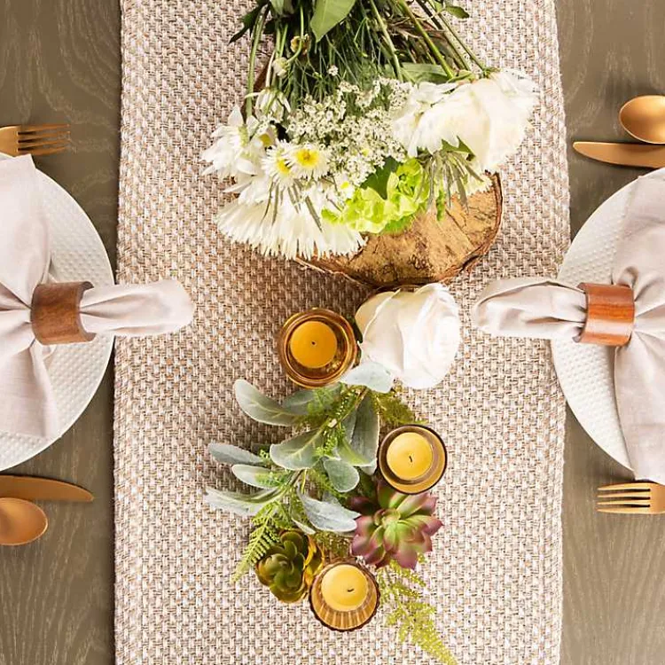 Table Linens-Kirklands Home Stone Woven Table Runner, 72 in. Tan