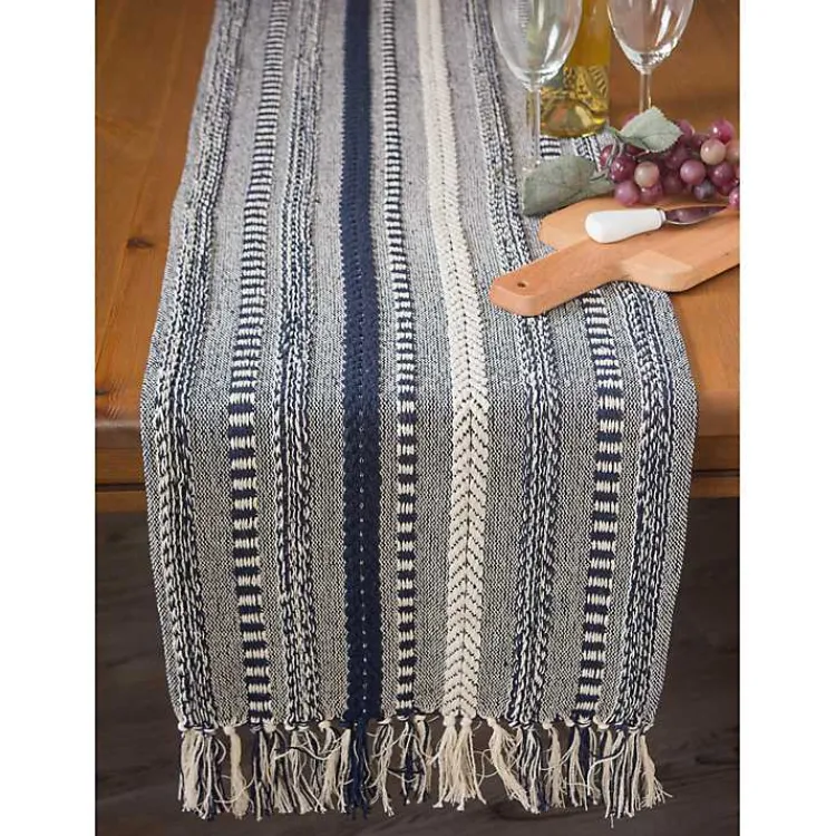 Table Linens-Kirklands Home Navy Braided Stripe Table Runner, 72 in. Blue