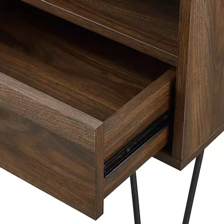 Accent & End Tables-Kirklands Home Dark Walnut Modern Farmhouse Side Table Brown