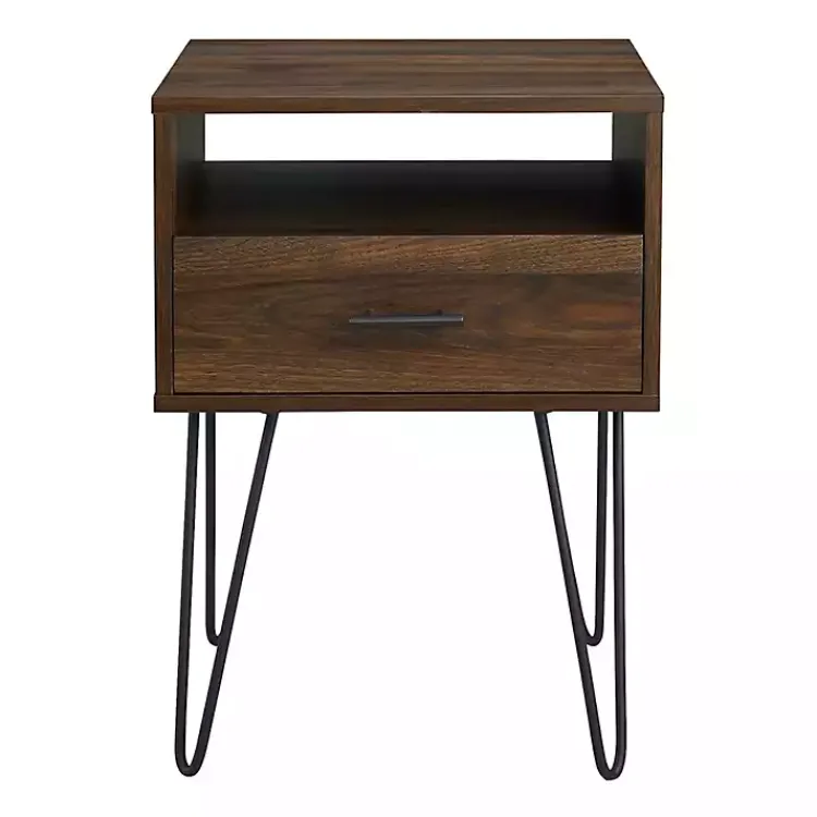 Accent & End Tables-Kirklands Home Dark Walnut Modern Farmhouse Side Table Brown
