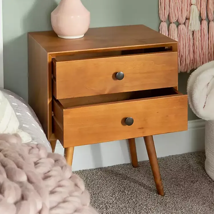 Nightstands-Kirklands Home Caramel Mid-Century Nightstand Brown