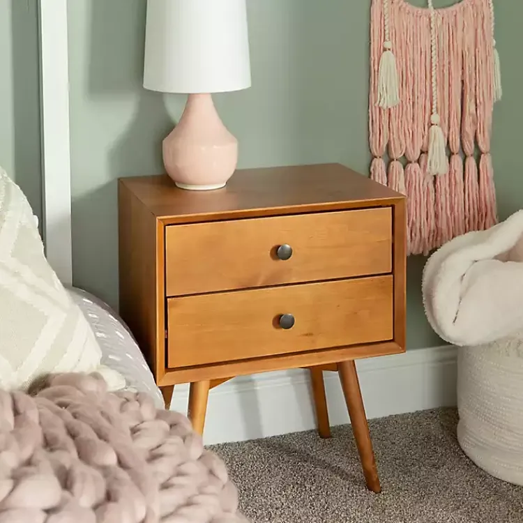 Nightstands-Kirklands Home Caramel Mid-Century Nightstand Brown