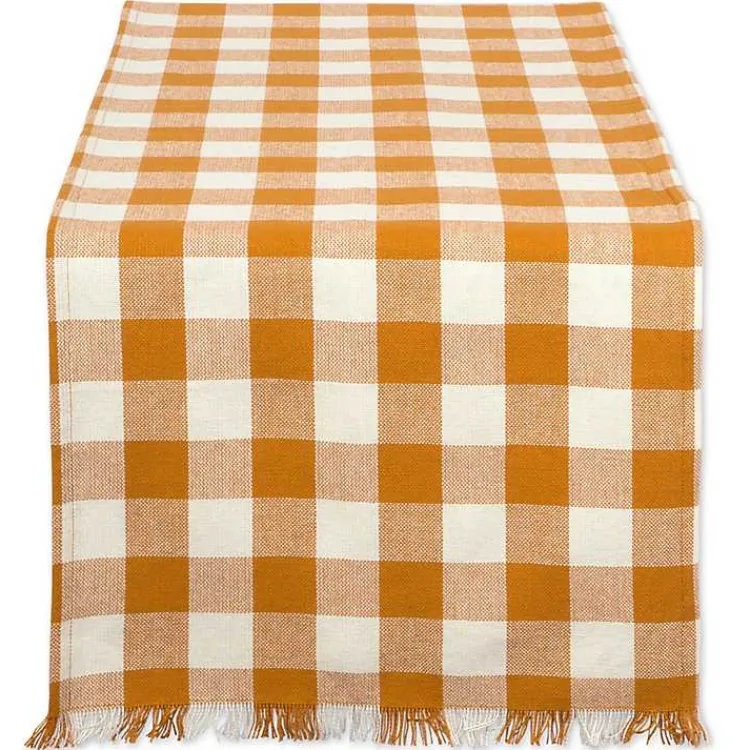 Table Linens-Kirklands Home Pumpkin Spice Checkered Table Runner