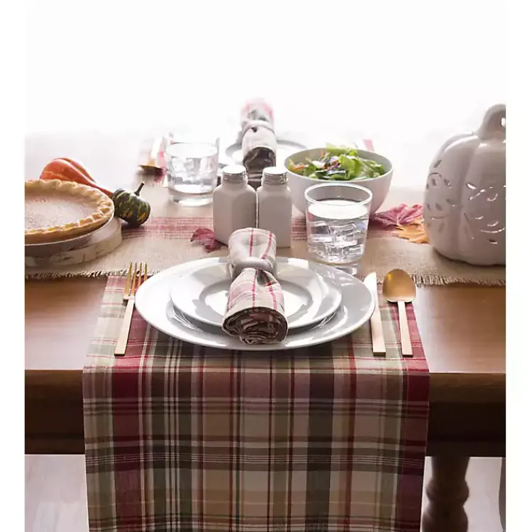 Table Linens-Kirklands Home Give Thanks Plaid Table Runner, 72 in.