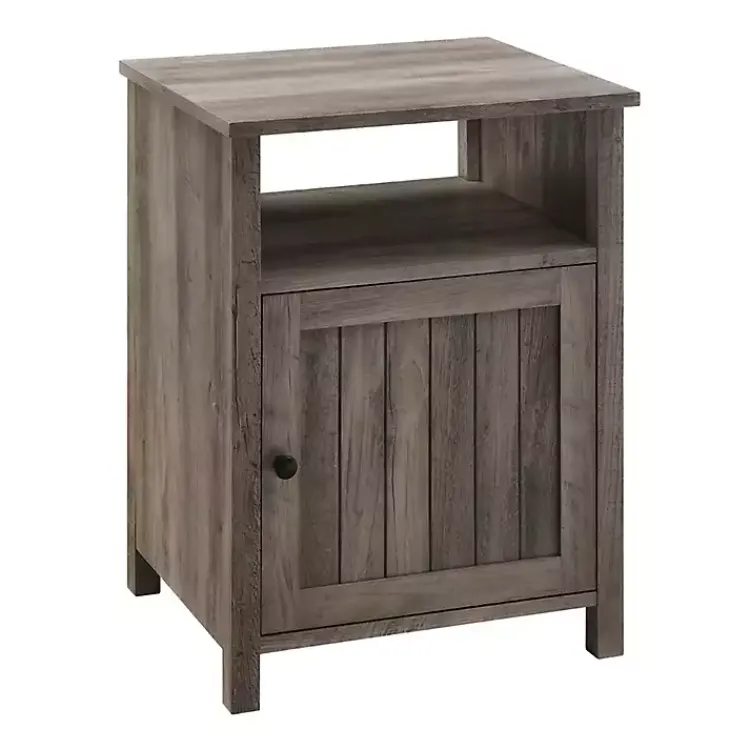 Accent & End Tables-Kirklands Home Wash Grooved Door Side Table Gray