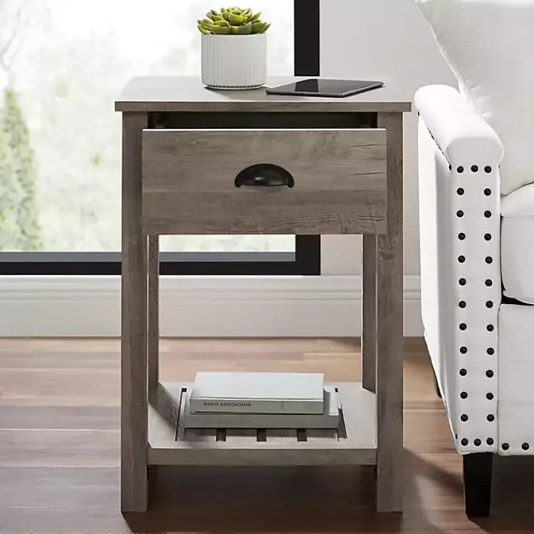 Accent & End Tables-Kirklands Home Wash Country Accent Table Gray