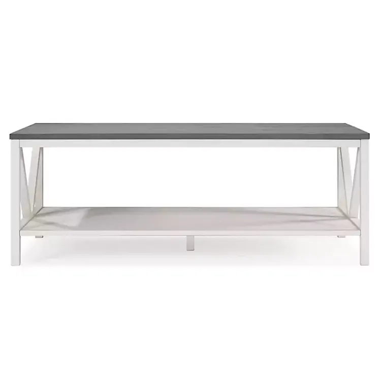 Coffee Tables-Kirklands Home Gray and Barnwood Coffee Table White