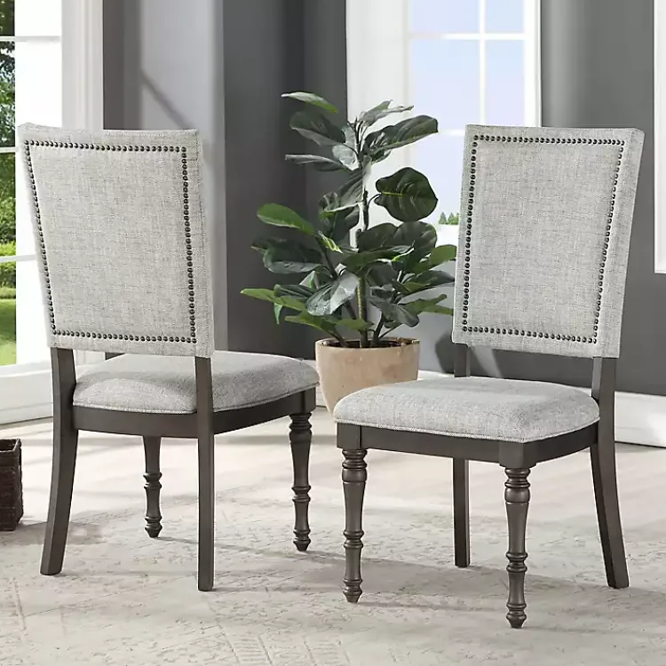 Dining Chairs-Kirklands Home Dawson Upholstered Dining Chairs, Set of 2 Gray