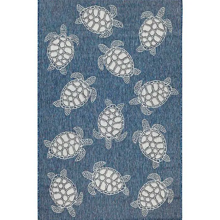 Area Rugs-Kirklands Home Navy Harrison Turtle Indoor/Outdoor Area Rug, 4x7 Blue