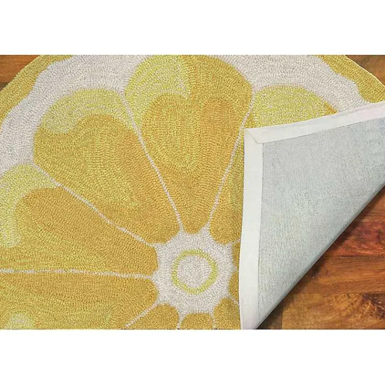 Outdoor Rugs-Kirklands Home Yellow Lemon Indoor/Outdoor Accent Rug, 2x3