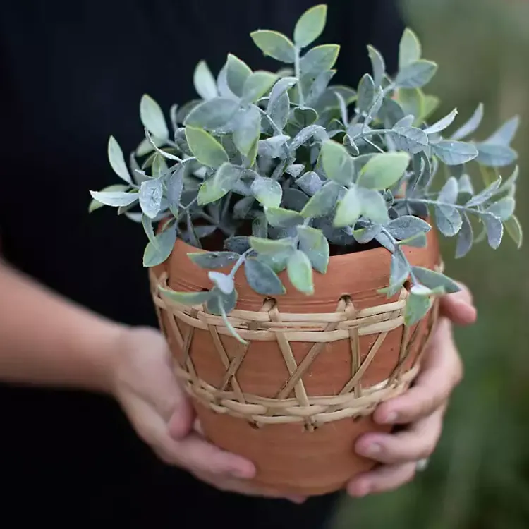 Planters-Kirklands Home Woven Diamond Terracotta Planter Tan