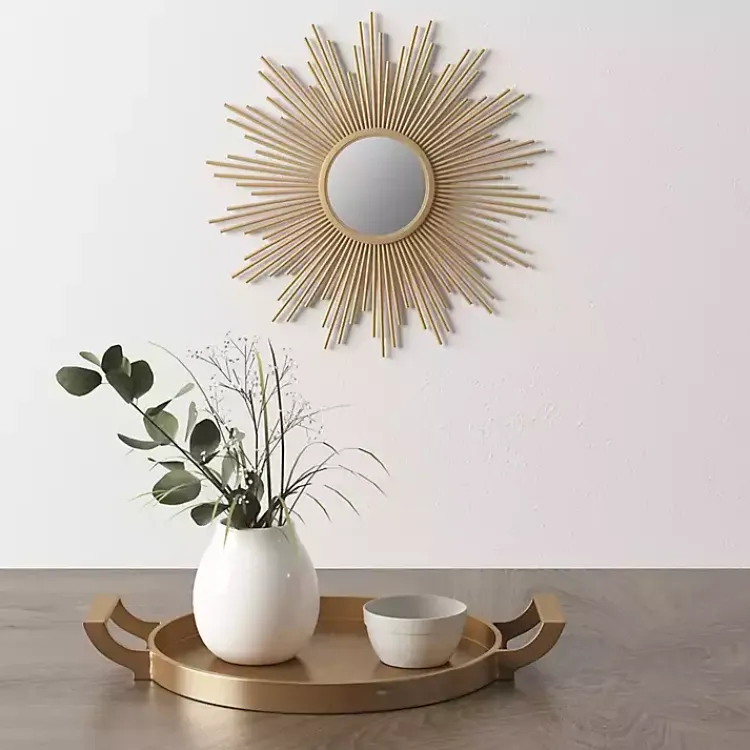 Decorative Mirrors-Kirklands Home Golden Sunburst Small Decorative Wall Mirror