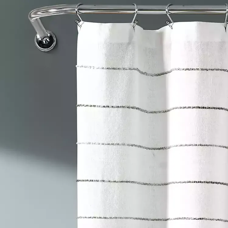 Shower Curtains-Kirklands Home Stripe Ombre Shower Curtain Gray
