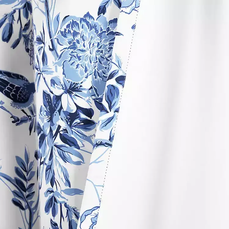 Curtains & Drapes-Kirklands Home White and Blue Grommet Curtain Panel Set, 84 in.