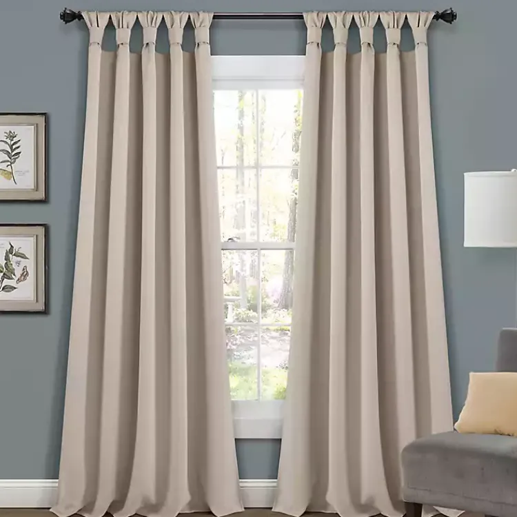 Curtains & Drapes-Kirklands Home Wheat Knotted Curtain Panel Set, 95 in. Tan
