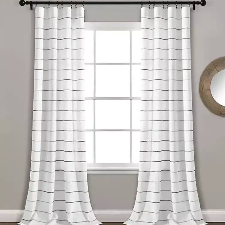 Curtains & Drapes-Kirklands Home Gray Ombre Stripe Curtain Panel Set, 84 in.