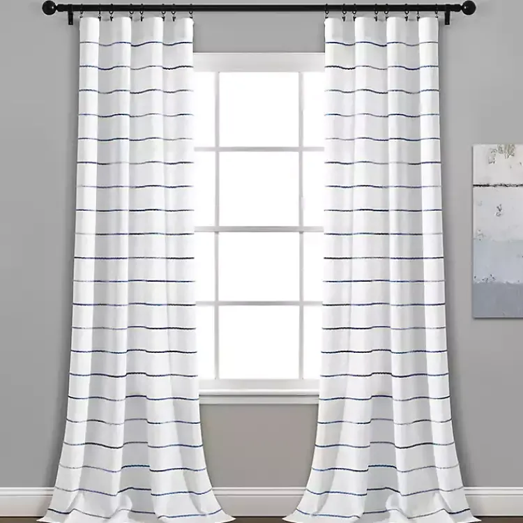 Curtains & Drapes-Kirklands Home Navy Ombre Stripe Curtain Panel Set, 84 in.
