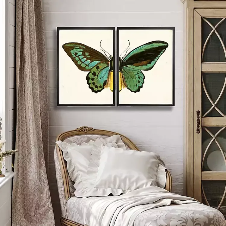 Framed Art-Kirklands Home Turquoise Butterfly Framed Art Prints, Set of 2 Multi