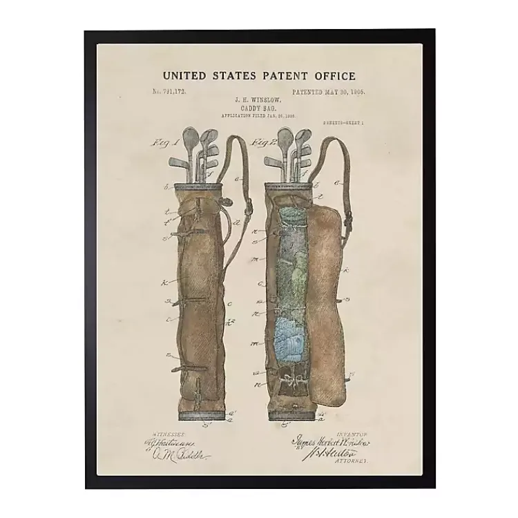 Framed Art-Kirklands Home Watercolor Golf Bag Framed Art Print Tan