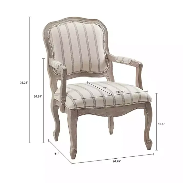 Accent Chairs-Kirklands Home Chaucer Navy Striped Accent Chair