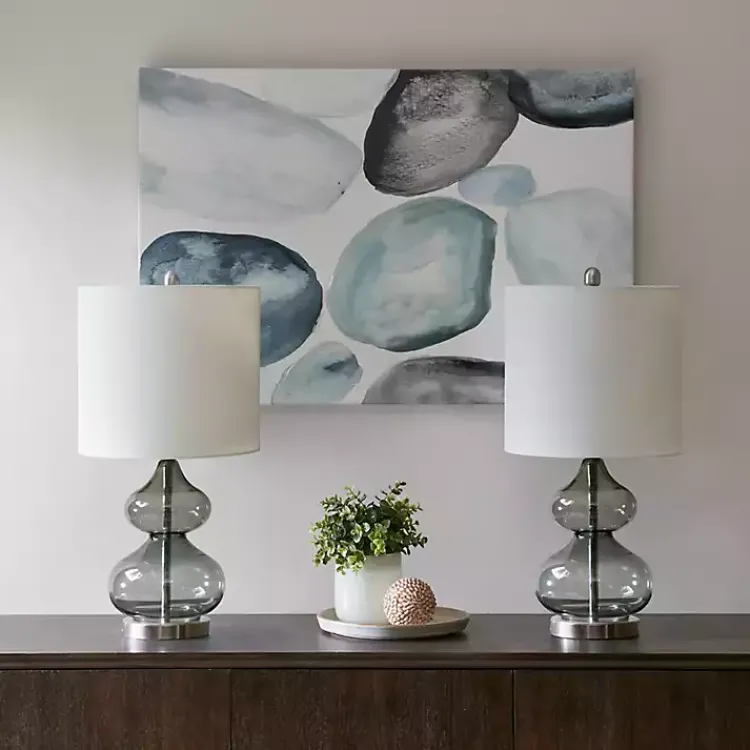 Table Lamps-Kirklands Home Curved Glass Table Lamps, Set of 2 Gray