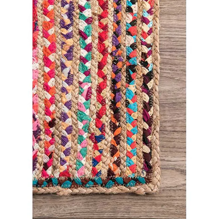 Area Rugs-Kirklands Home -Color Braided Jute and Cotton Area Rug, 8x10 Multi