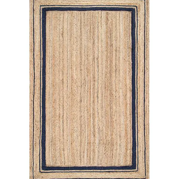 Area Rugs-Kirklands Home Black Double Border Braided Jute Area Rug, 5x8