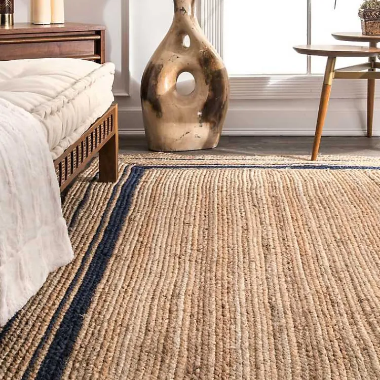 Area Rugs-Kirklands Home Black Double Border Braided Jute Area Rug, 5x8