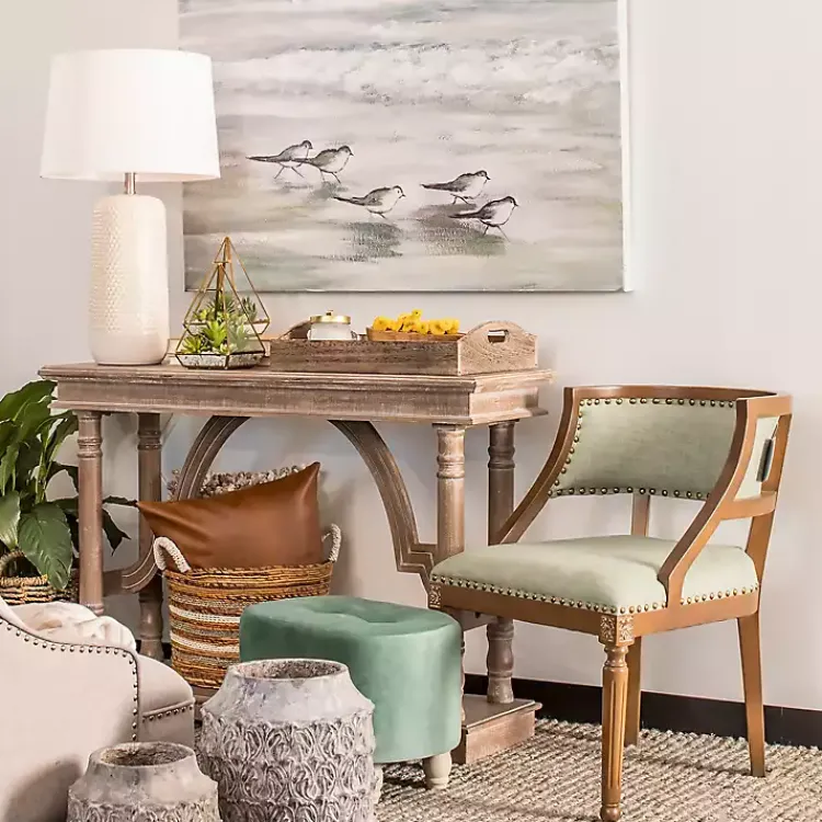 Console Tables-Kirklands Home Weathered Wooden Trestle Console Table Brown