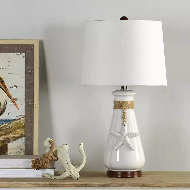 Table Lamps-Kirklands Home Seaside Rope Tie Table Lamp White