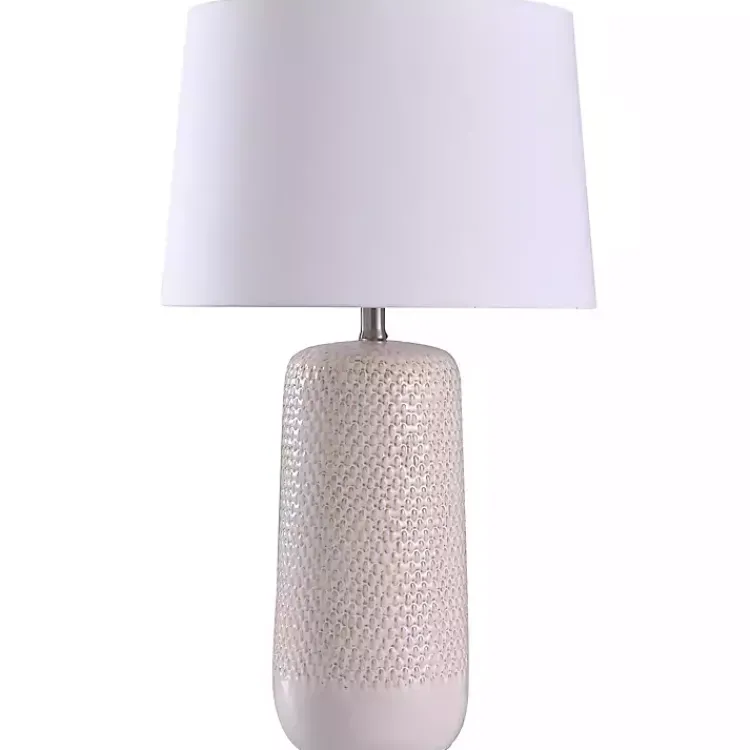 Table Lamps-Kirklands Home Beige Woven Ceramic Wicker Table Lamp Ivory