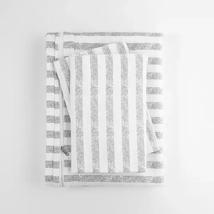 Duvets-Kirklands Home Light Gray Stripes 3-pc. Twin Duvet Cover Set