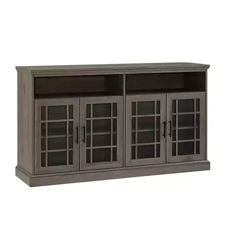 Tv Stands & Media Consoles-Kirklands Home Slate Glass Door Classic TV Stand Gray