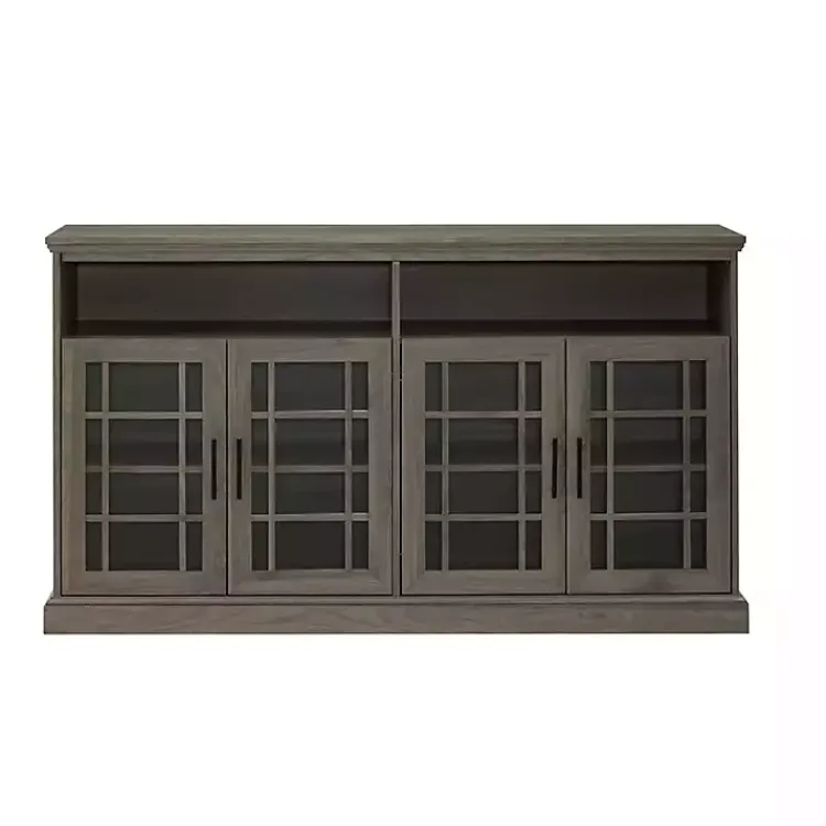 Tv Stands & Media Consoles-Kirklands Home Slate Glass Door Classic TV Stand Gray